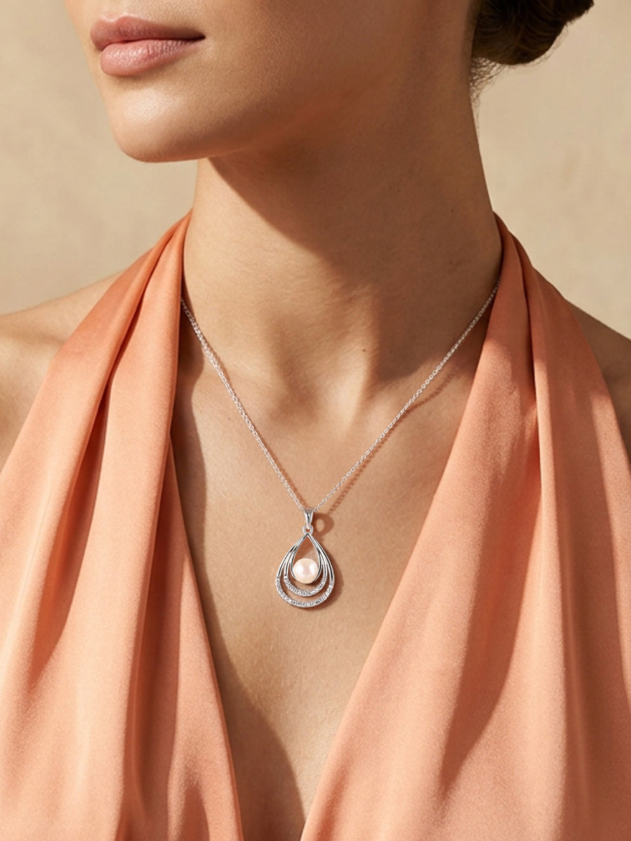 Ornate Pearl Drop Pendant With Chain