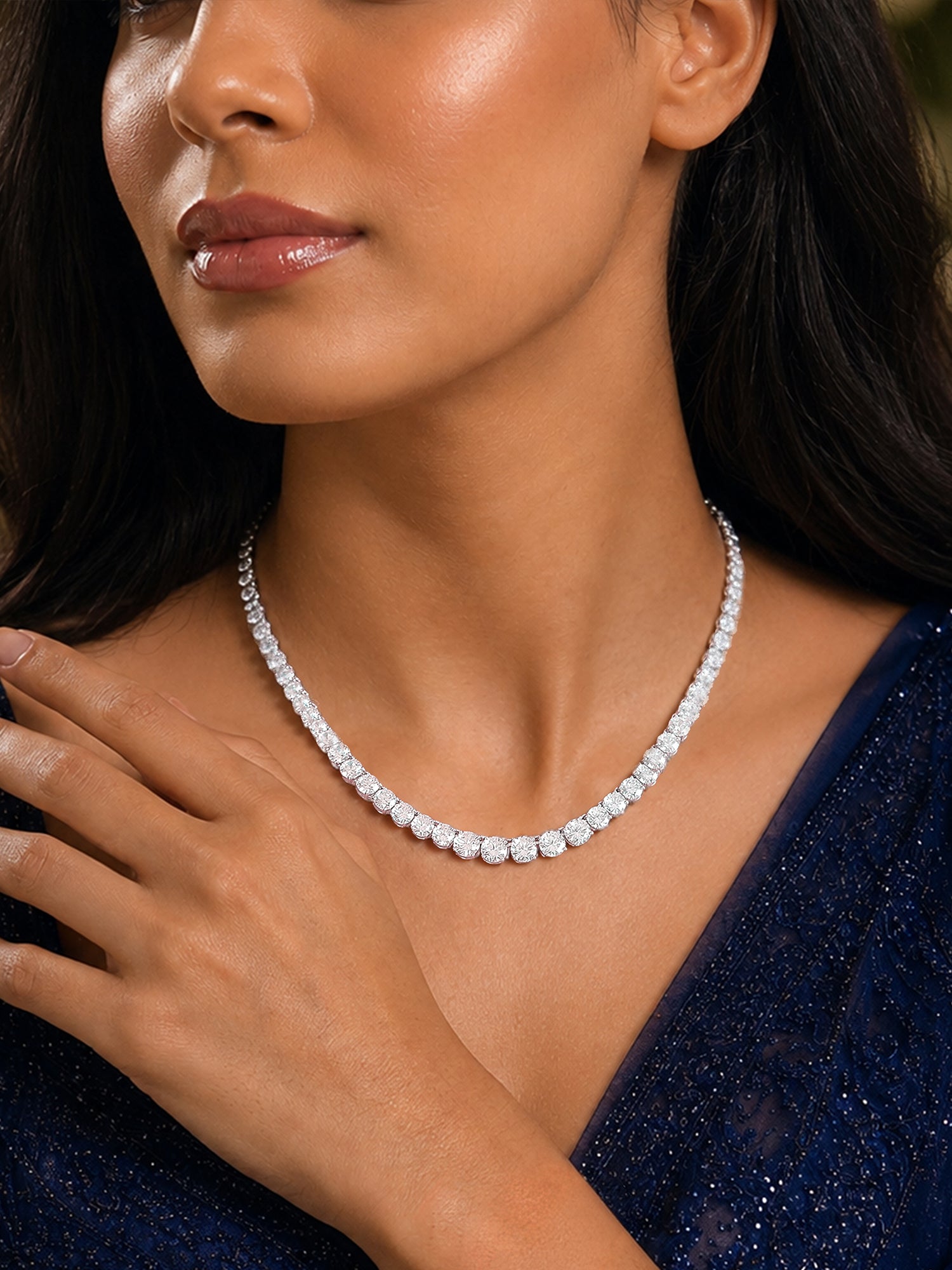AAA Grade American Diamond Tennis Necklace For Women