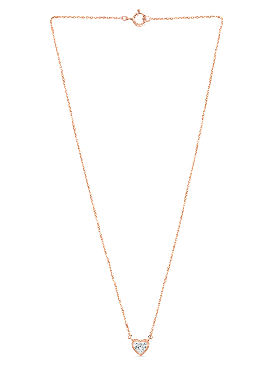 Lab Grown Solitaire Heart Diamond Necklace