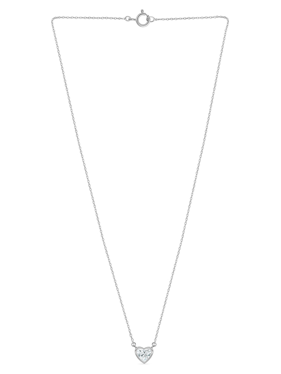 Lab Grown Solitaire Heart Diamond Necklace