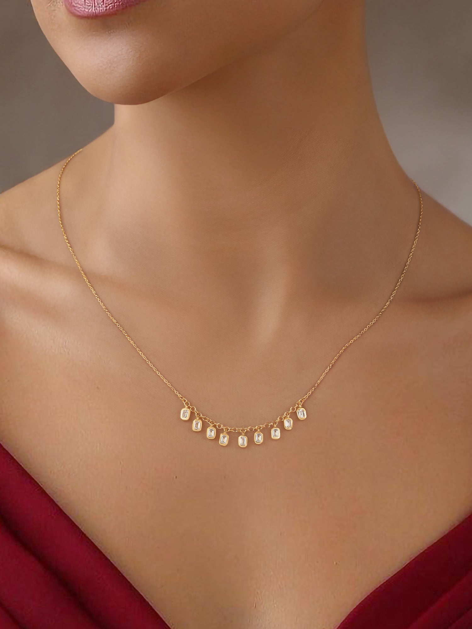 Lab Grown Shimmering Diamond Necklace For Women