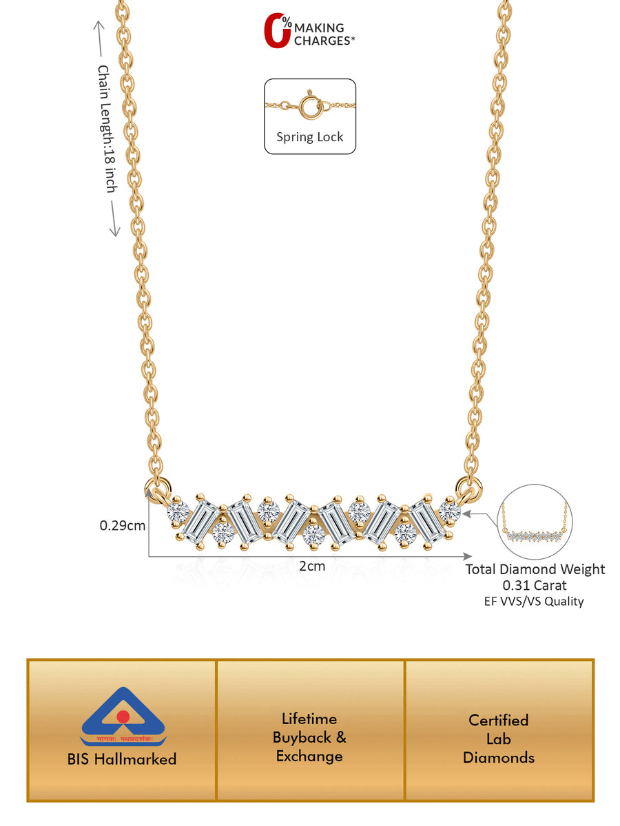 Lab Grown Diamond Baguette Necklace