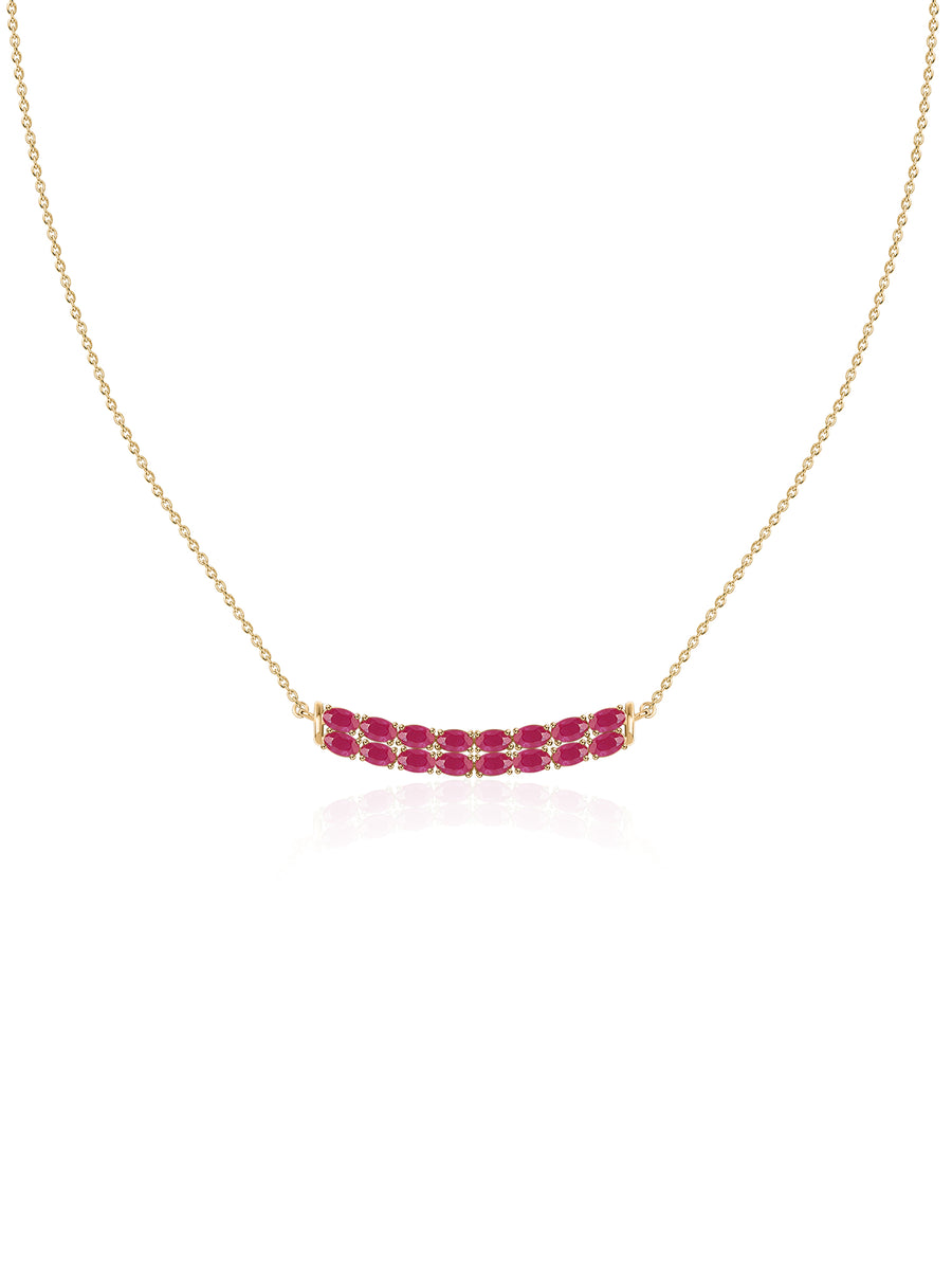 Crimson Line Thai Ruby Silver Necklace