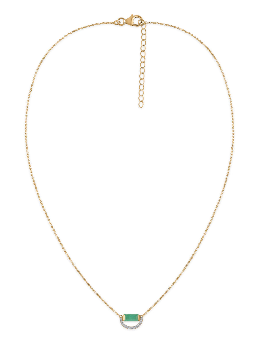 Natural Emerald Half Moon Pendant