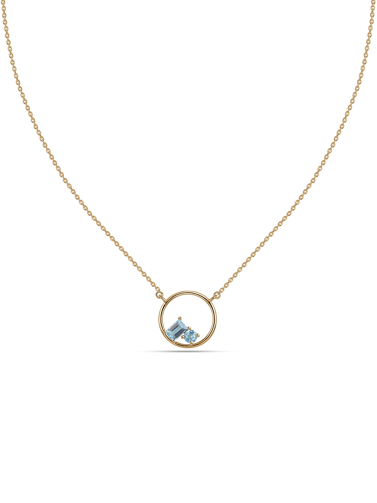 Natural Swiss Blue Topaz Circle Pendant