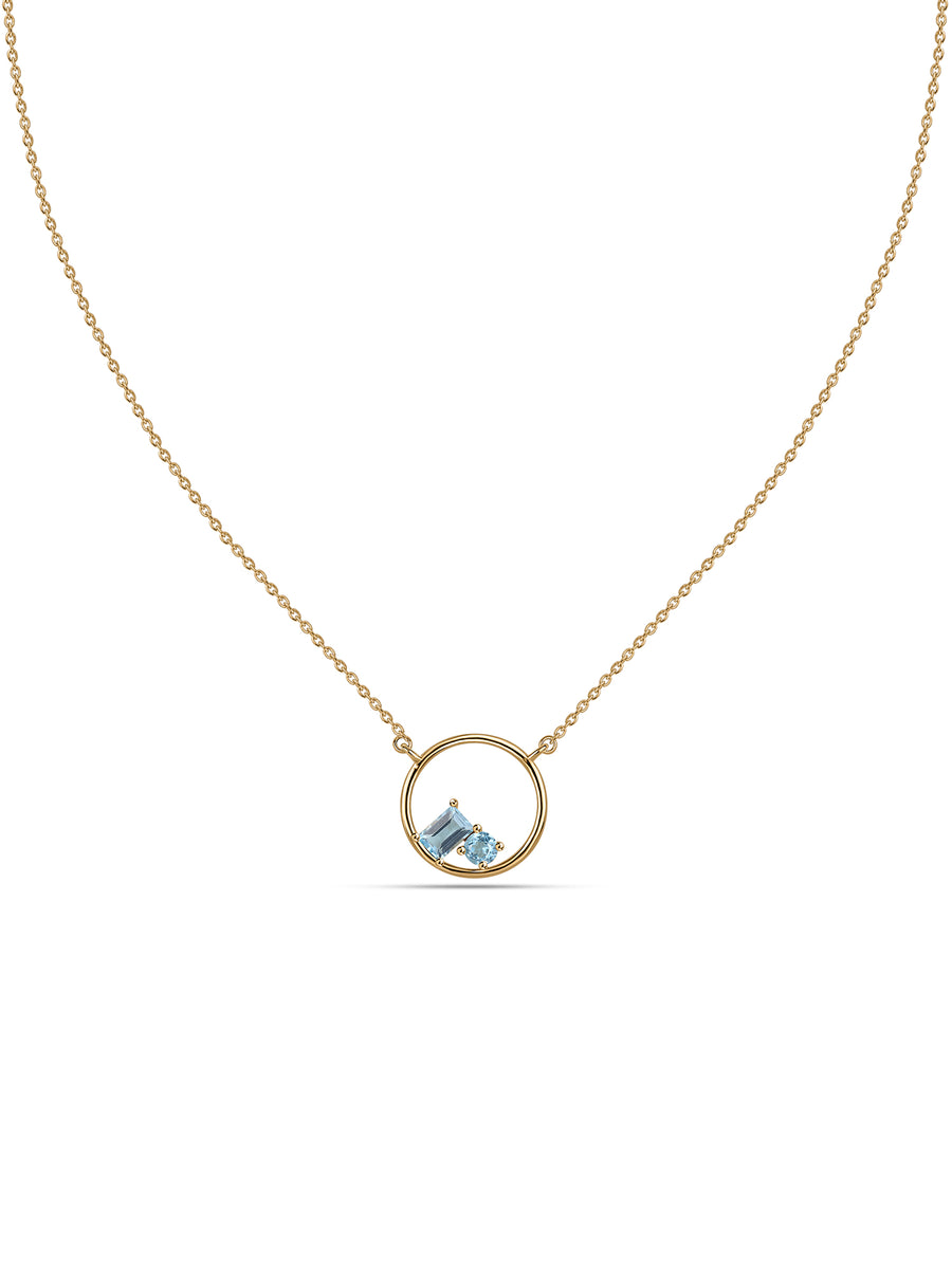 Natural Swiss Blue Topaz Circle Pendant