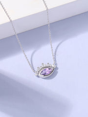 Natural Amethyst Eye Necklace in Silver