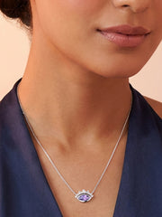 Natural Amethyst Eye Necklace in Silver