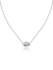 Natural Amethyst Eye Necklace in Silver