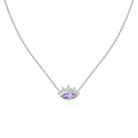 Natural Amethyst Eye Necklace in Silver