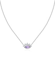 Natural Amethyst Eye Necklace in Silver