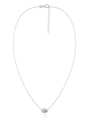 Ethnic Blue Aquamarine Eye Necklace in Silver