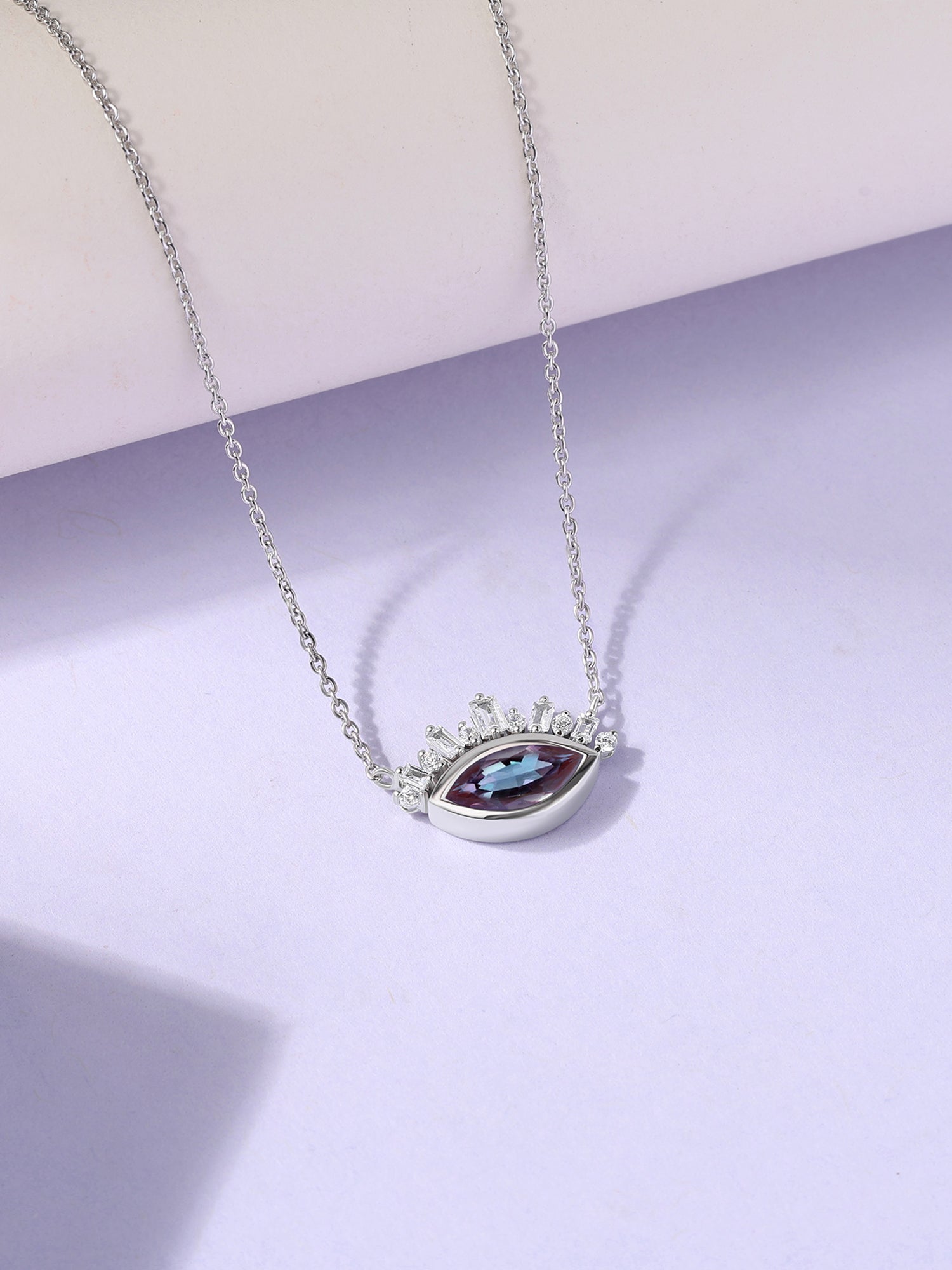 Alexandrite Eye Necklace in Silver
