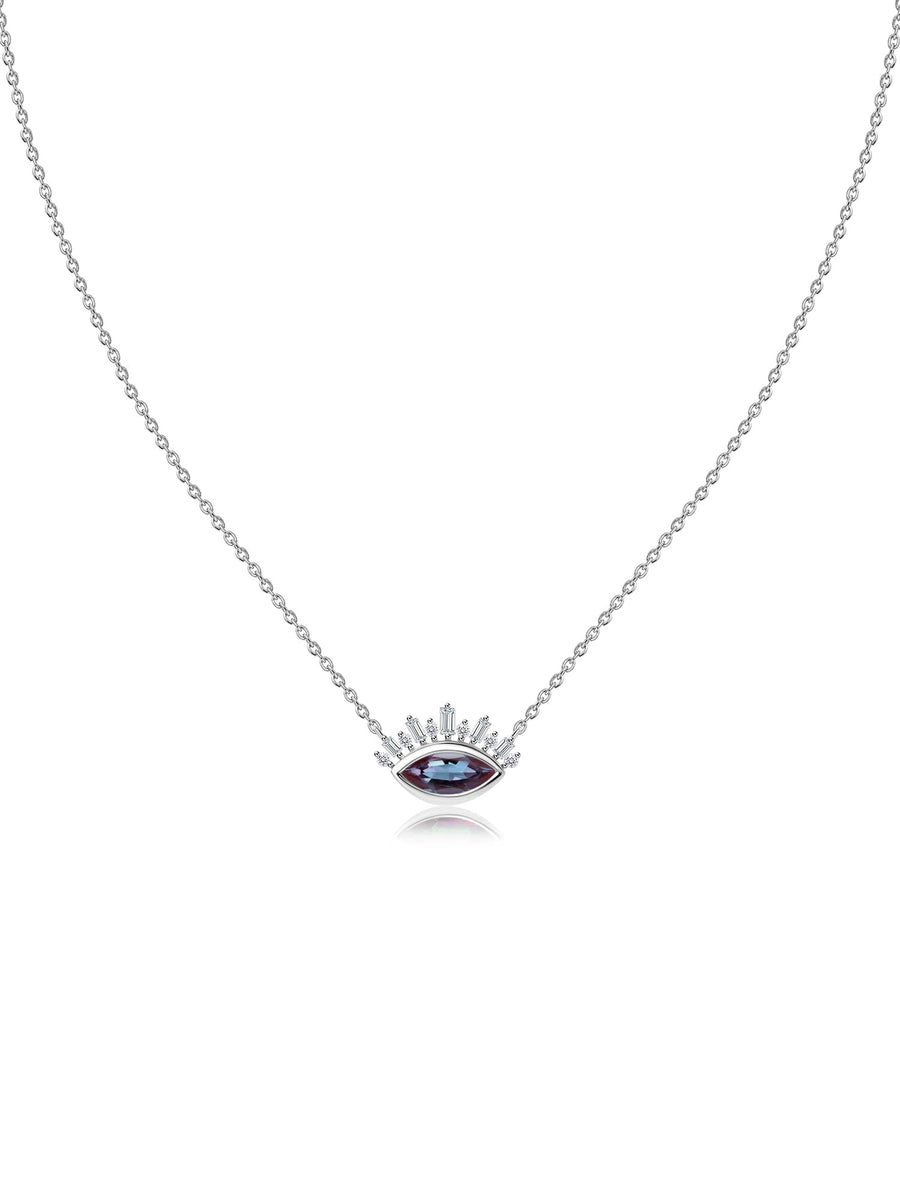 Alexandrite Eye Necklace in Silver