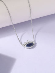 Natural Sapphire Eye Necklace in Silver