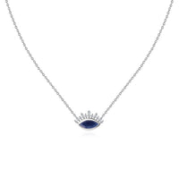 Natural Sapphire Eye Necklace in Silver