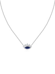 Natural Sapphire Eye Necklace in Silver