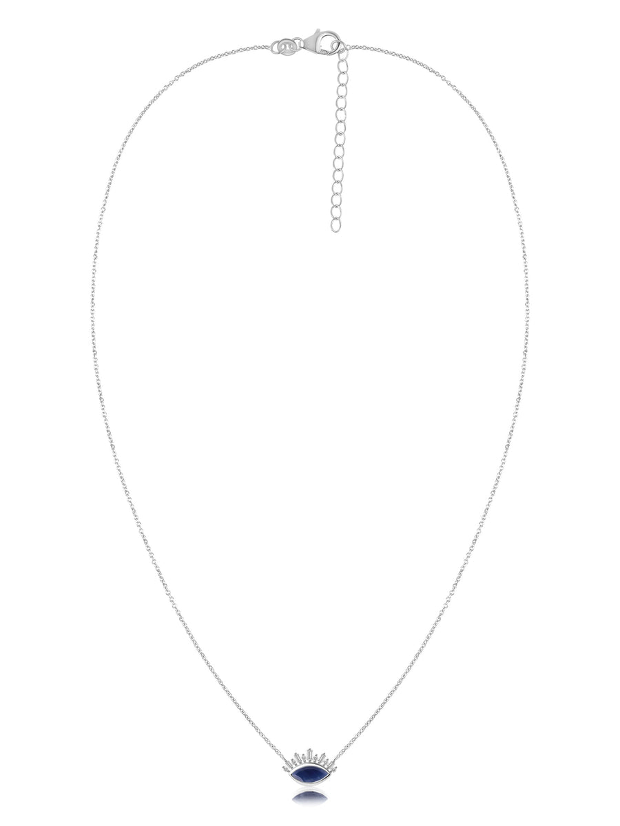 Natural Sapphire Eye Necklace in Silver