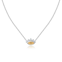 Ethnic Natural Citrine Eye Necklace in Silver
