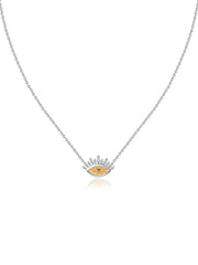Ethnic Citrine Eye Necklace in Silver