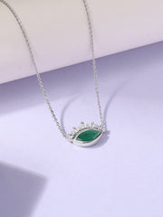 Natural Emerald Eye Necklace in Silver