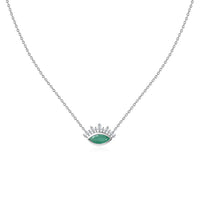Natural Emerald Eye Necklace in Silver