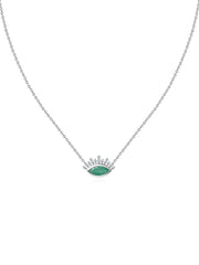 Natural Emerald Eye Necklace in Silver