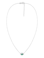 Natural Emerald Eye Necklace in Silver