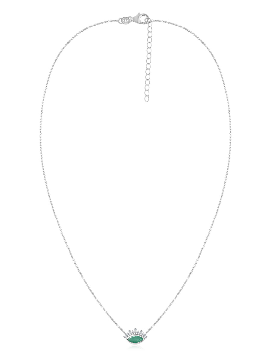 Natural Emerald Eye Necklace in Silver