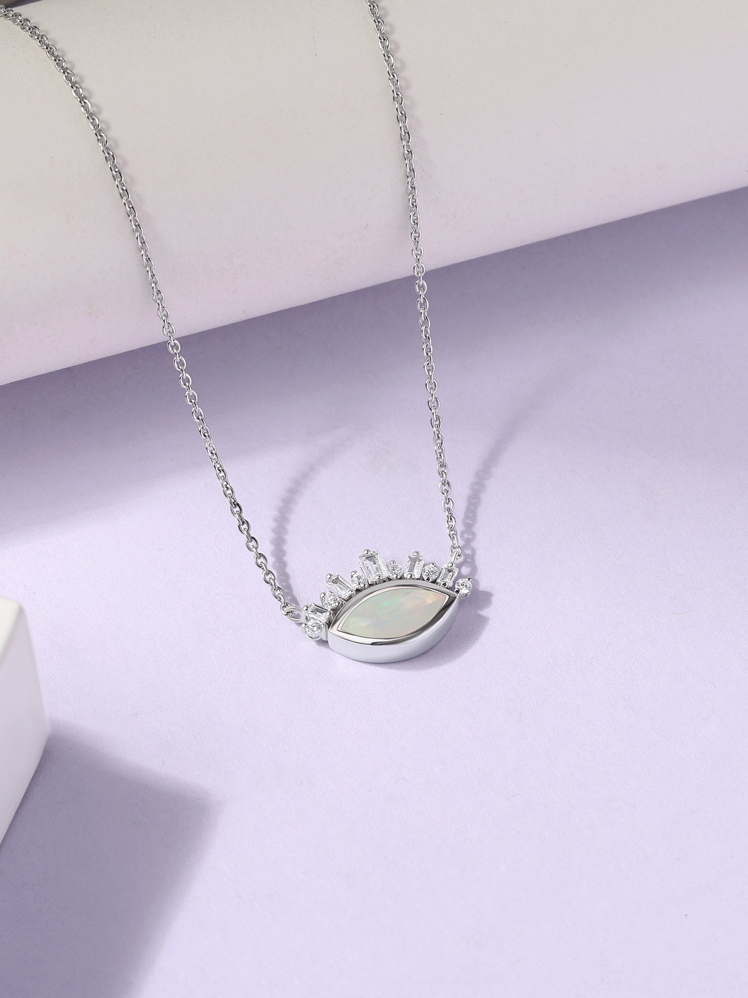 Natural Ethiopian Opal Eye Necklace in Silver
