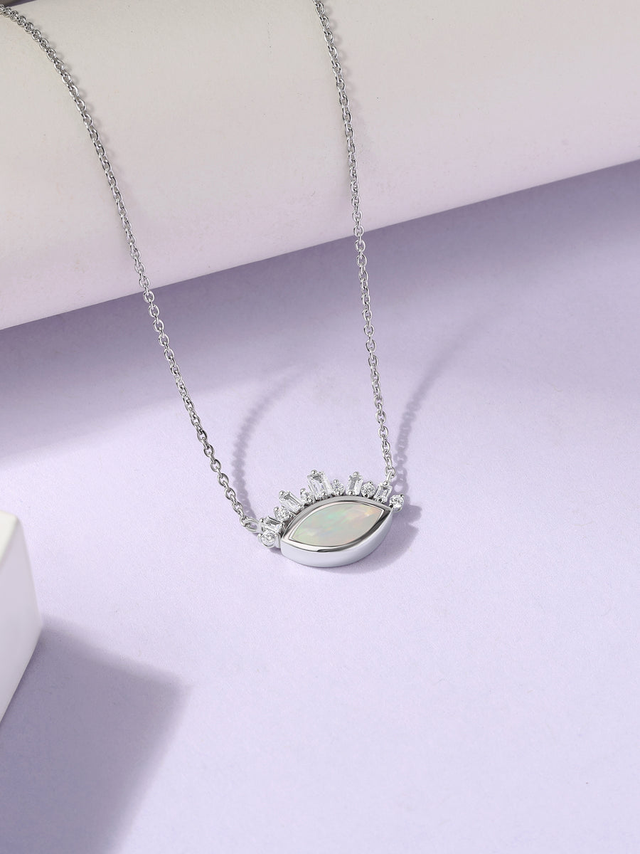 Natural Ethiopian Opal Eye Necklace in Silver