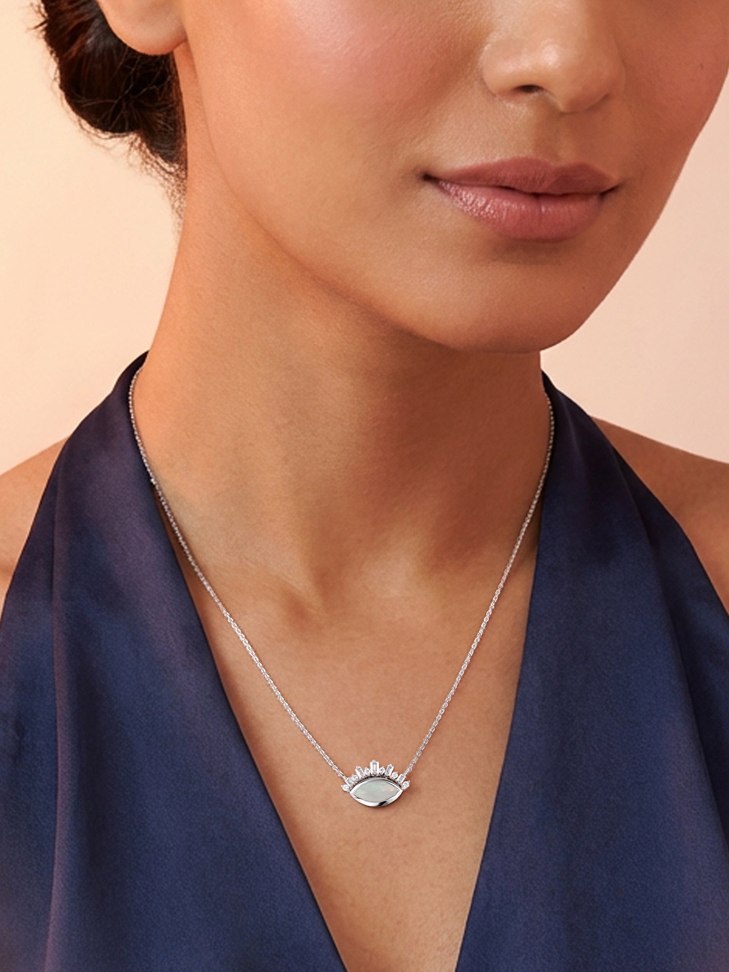 Natural Ethiopian Opal Eye Necklace in Silver