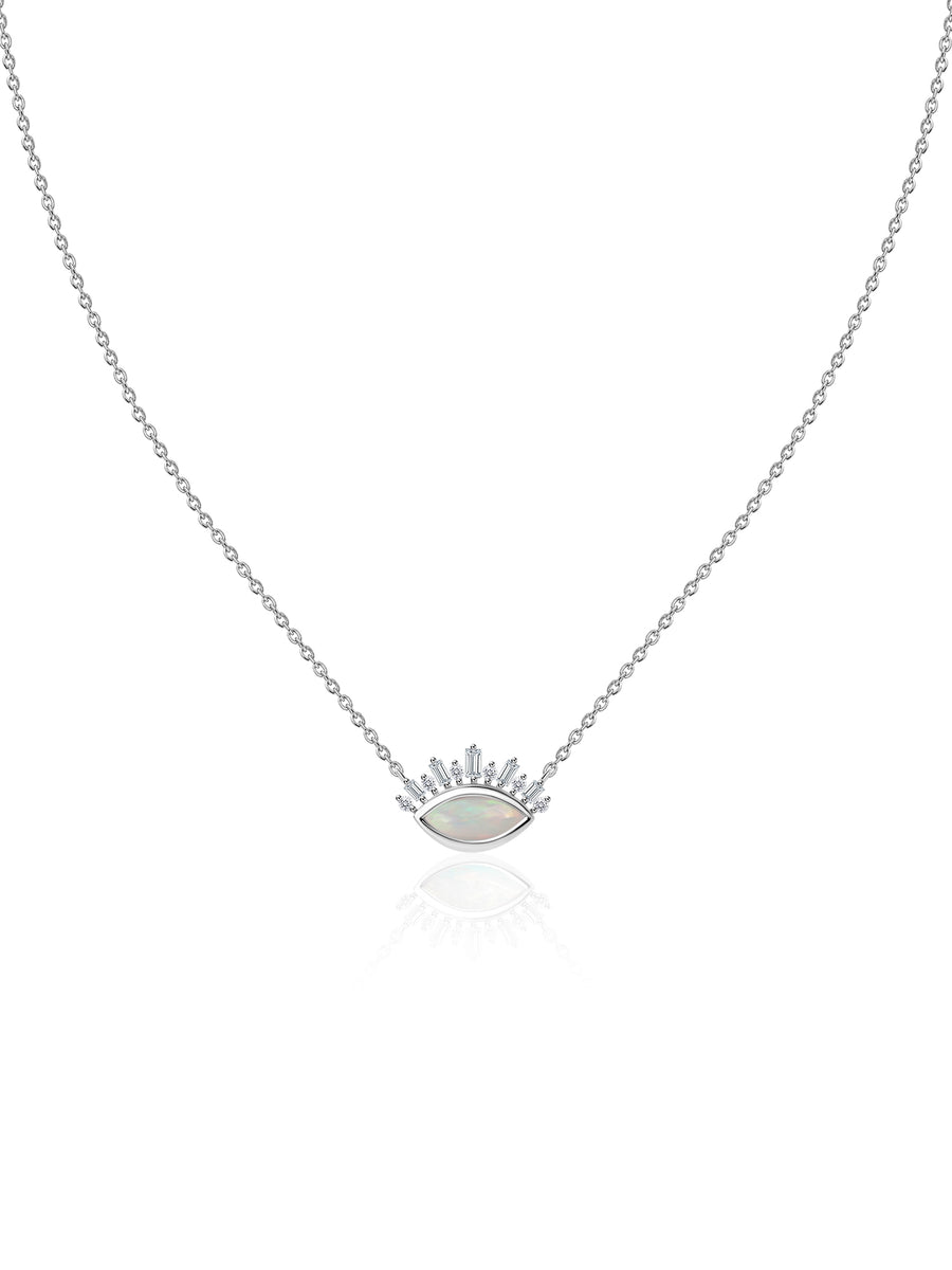 Natural Ethiopian Opal Eye Necklace in Silver