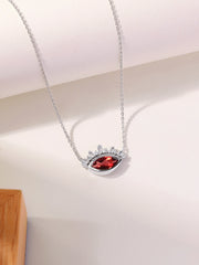 Natural Garnet Eye Necklace in Silver