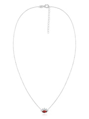 Natural Garnet Eye Necklace in Silver
