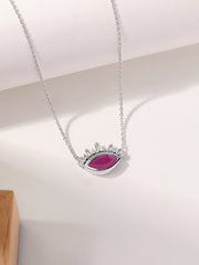 Natural Ruby Eye Necklace in Silver