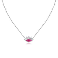 Natural Ruby Eye Necklace in Silver