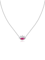 Natural Ruby Eye Necklace in Silver