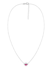 Natural Ruby Eye Necklace in Silver