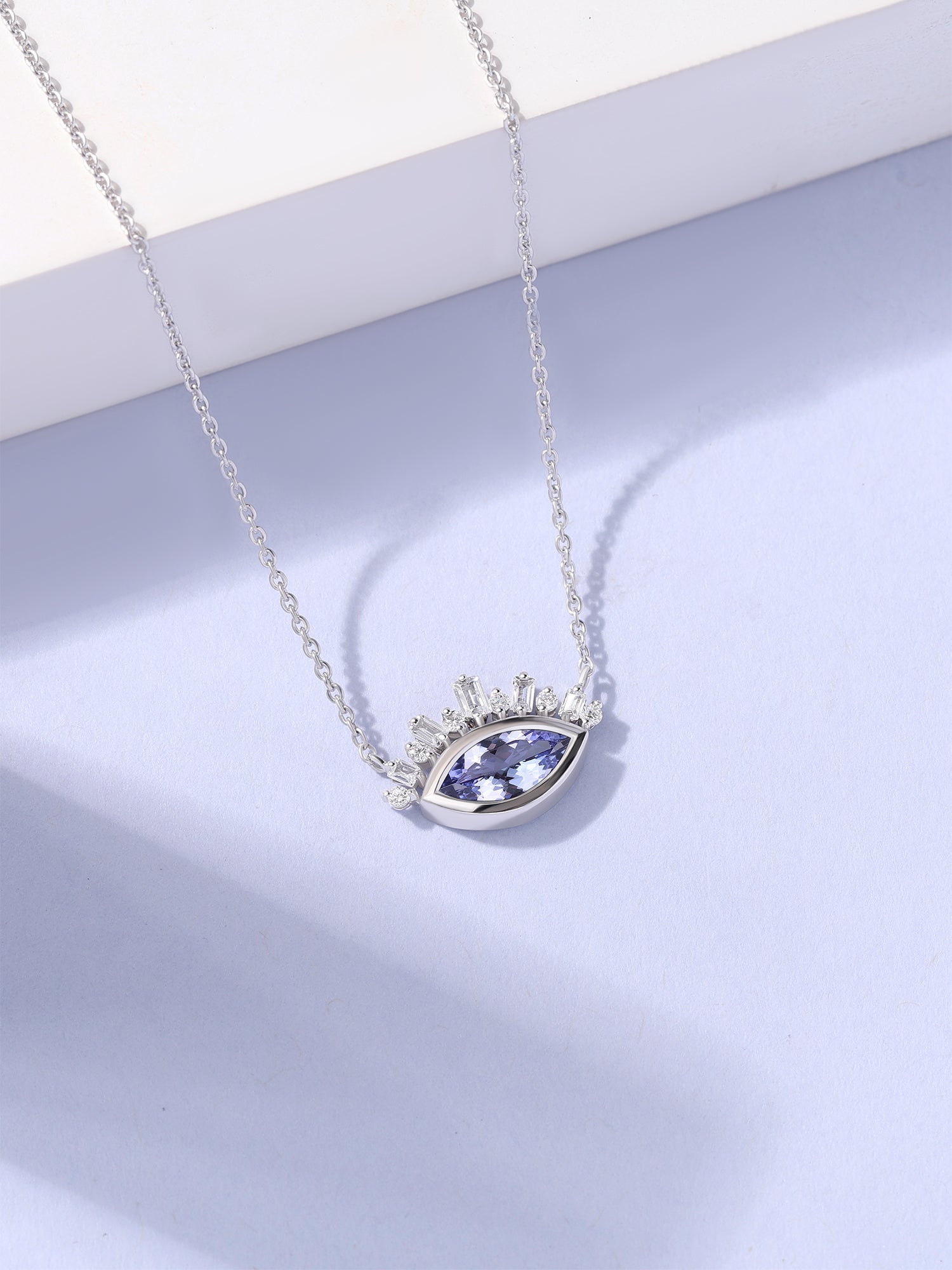 Natural Tanzanite Eye Necklace in Silver