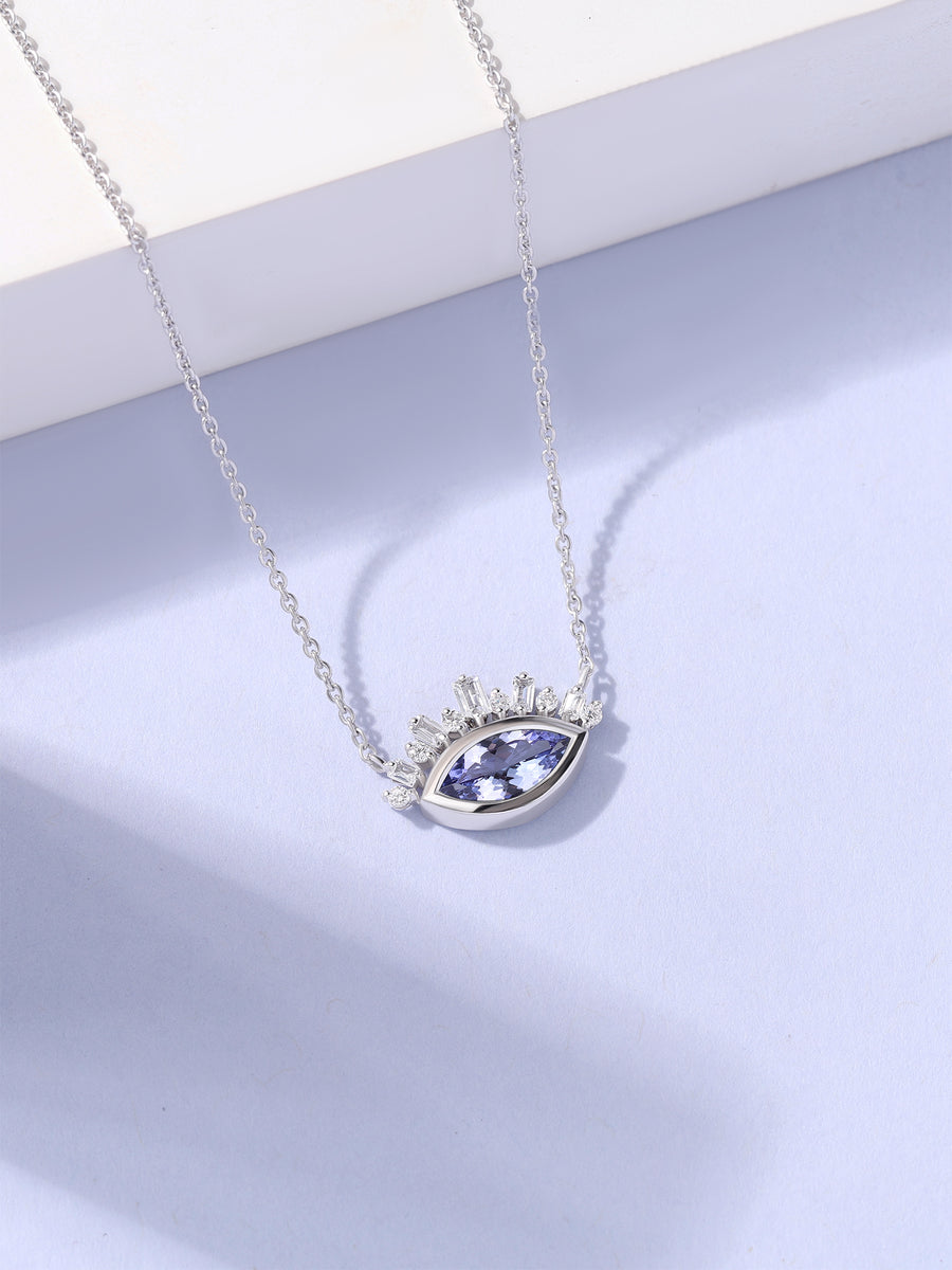 Natural Tanzanite Eye Necklace in Silver
