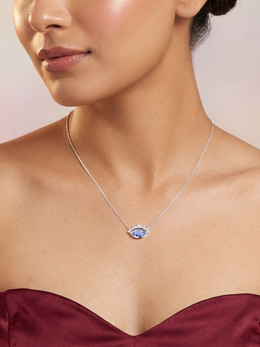 Natural Tanzanite Eye Necklace in Silver