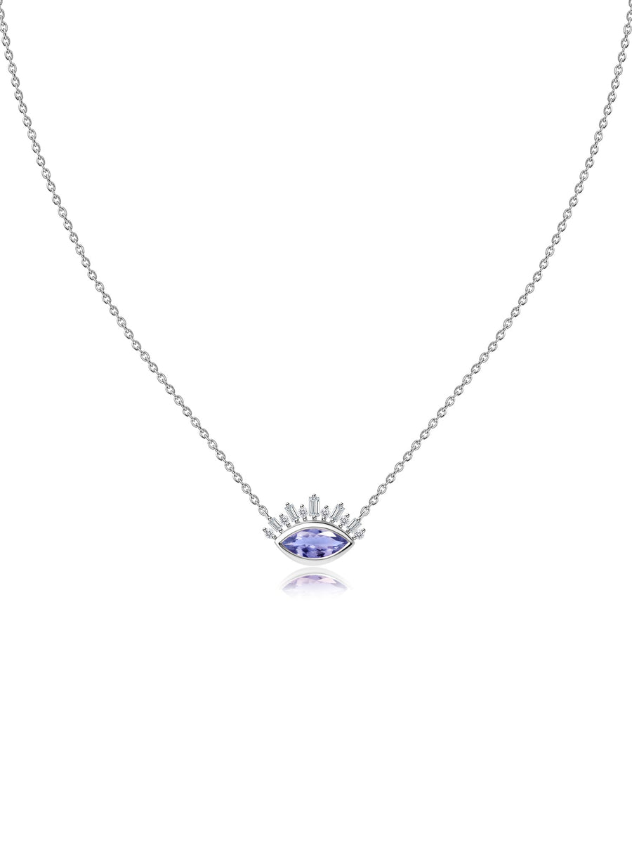 Natural Tanzanite Eye Necklace in Silver