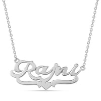Heart Design Name Silver Necklace for Her