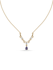 Natural Tanzanite Drop Silver Necklace for Women