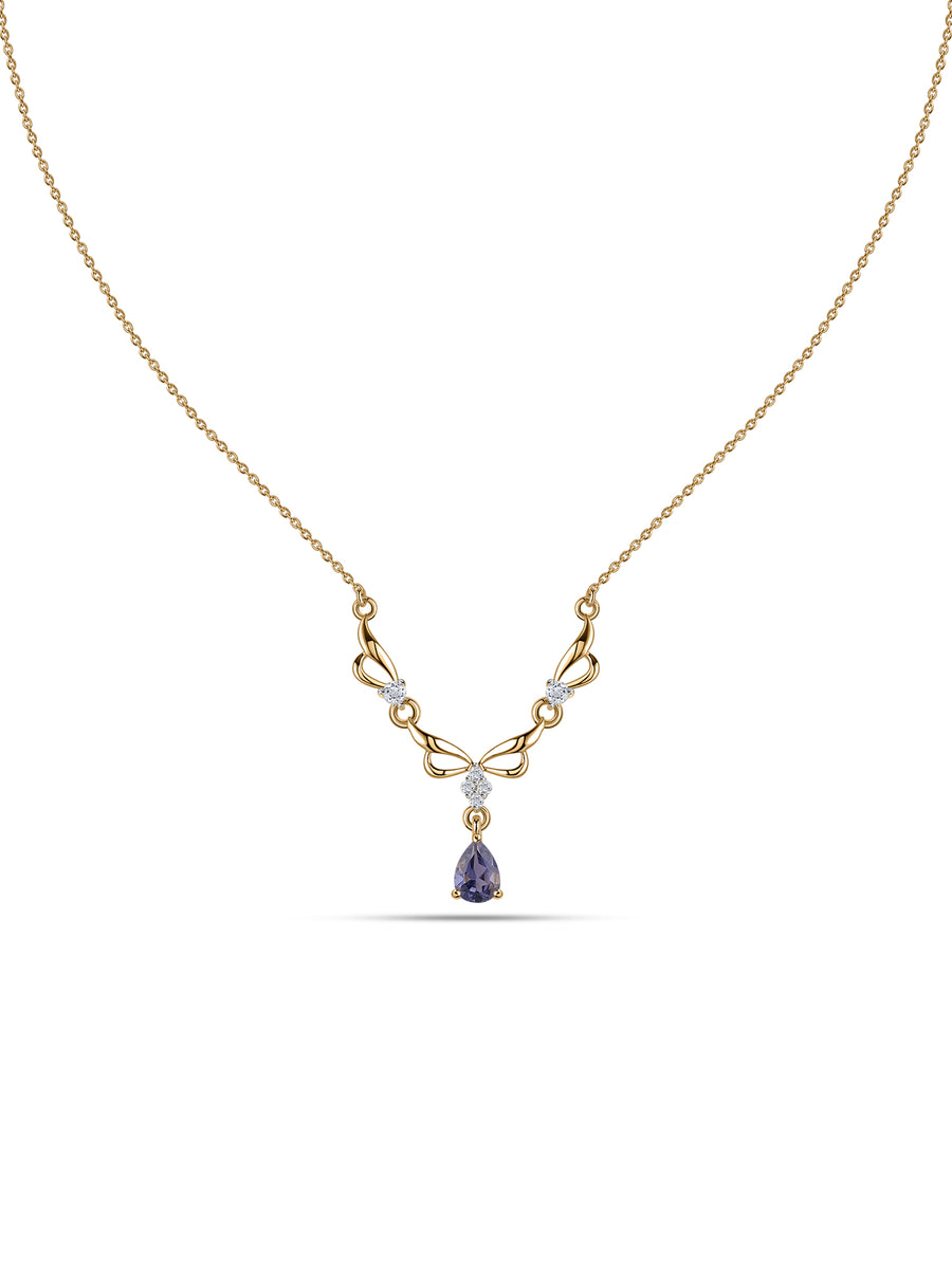 Natural Tanzanite Drop Silver Necklace for Women