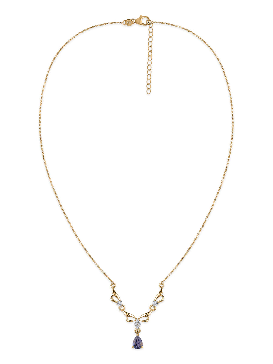 Natural Tanzanite Drop Silver Necklace for Women