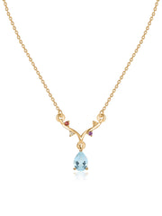 Natural Sky Blue Topaz Silver Drop Necklace