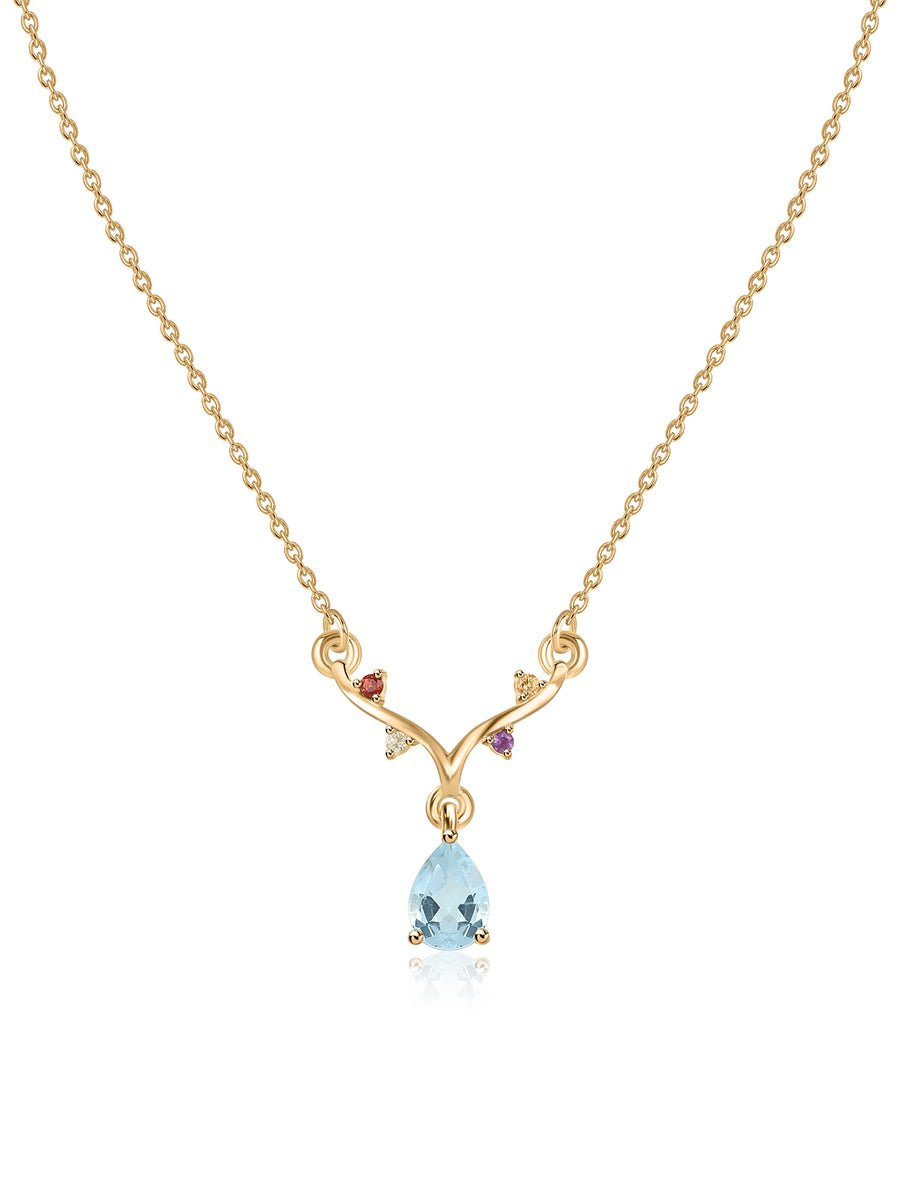 Natural Sky Blue Topaz Silver Drop Necklace