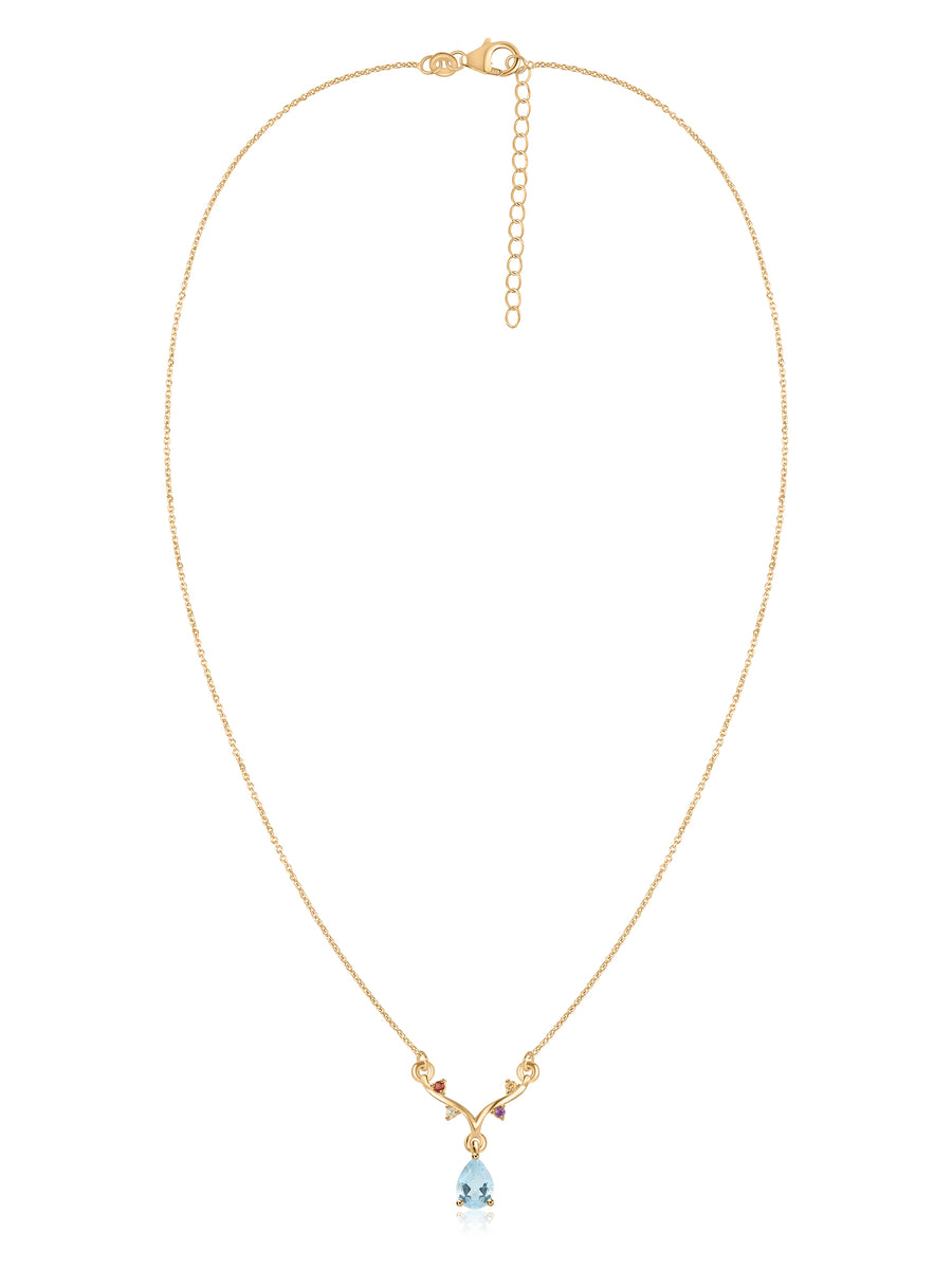 Natural Sky Blue Topaz Silver Drop Necklace
